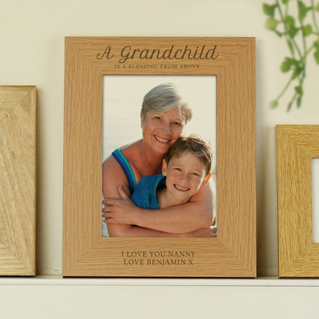 Personalised Oak Finish Grandchild Photo Frame: 2 - Photo Frames By Gift Moments