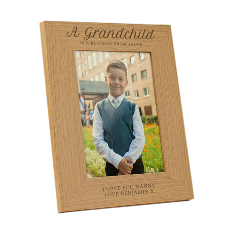 Personalised Oak Finish Grandchild Photo Frame: 4 - Photo Frames By Gift Moments