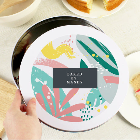 Personalised Abstract Design Cake Tin: 1 - Storage By Gift Moments