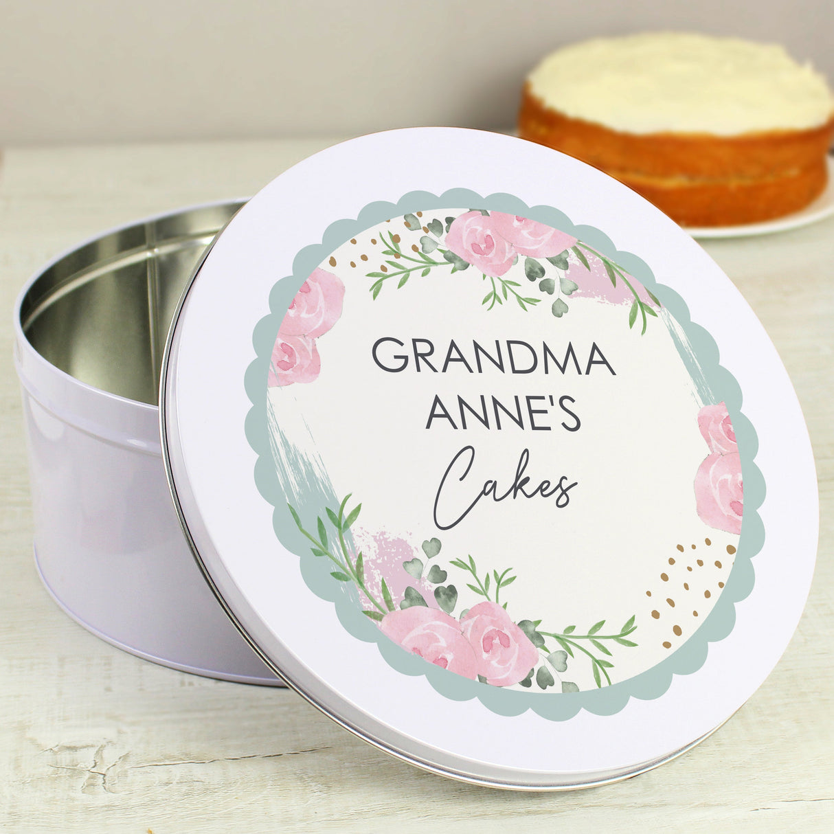 Personalised Abstract Rose Cake Storage Tin: 2 - Storage By Gift Moments