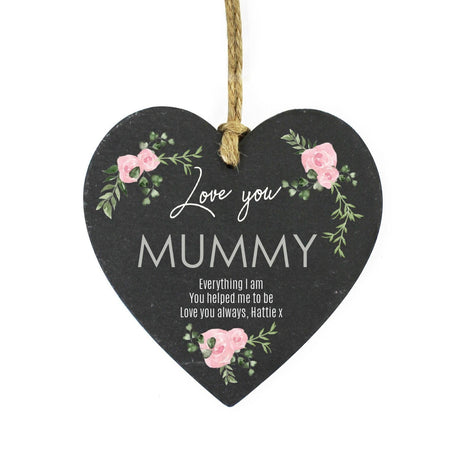 Personalised Slate Heart Decoration with Rose Design: 3 - Decorations By Gift Moments