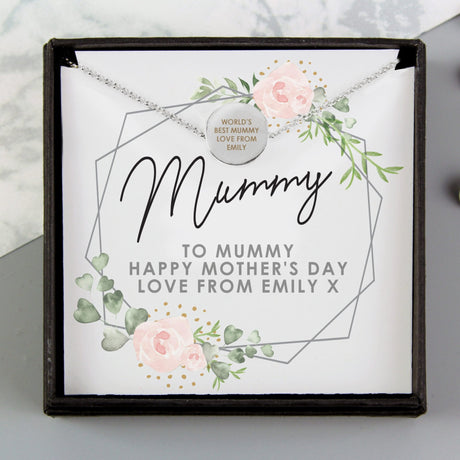 Personalised Silver Tone Rose Necklace and Box: 2 - Necklaces By Gift Moments