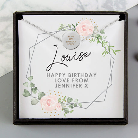 Personalised Silver Tone Rose Necklace and Box: 3 - Necklaces By Gift Moments