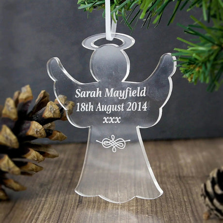 Personalised Acrylic Angel Decoration: 2 - Christmas Decorations By Gift Moments