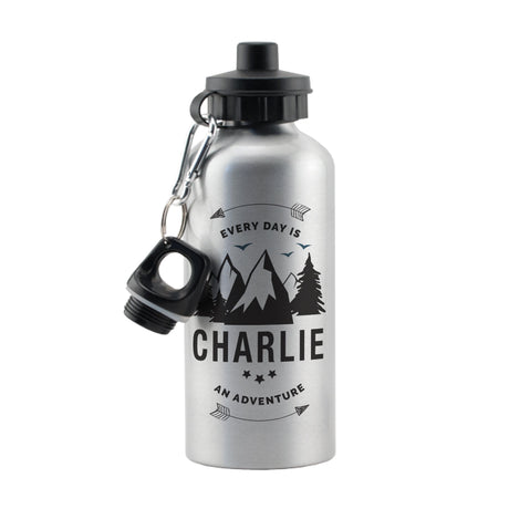 Personalised Adventure Silver Drink Bottle: 5 - Kids Bottles By Gift Moments