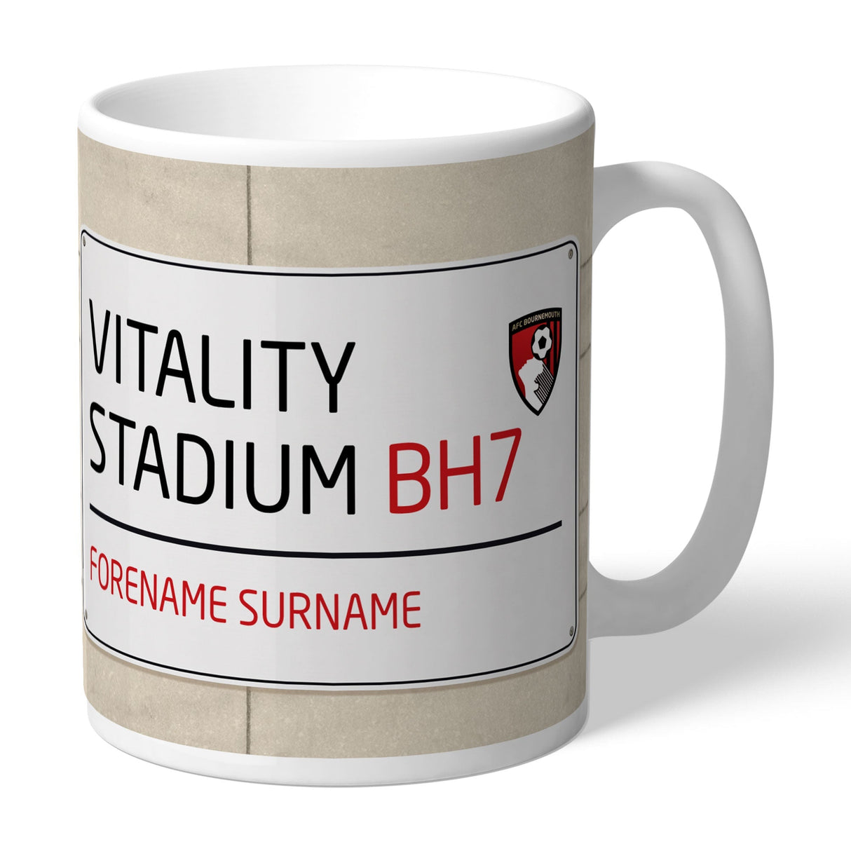 Personalised AFC Bournemouth Street Sign Mug: 1 - Mugs By Bournemouth