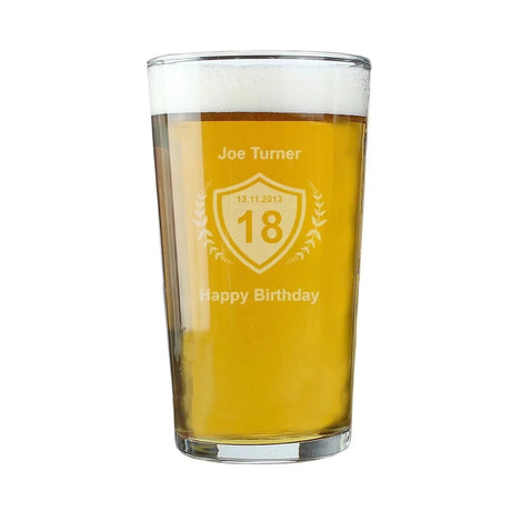 Personalised Age Crest Pint Glass Gift: 2 - Beer Glasses By Gift Moments