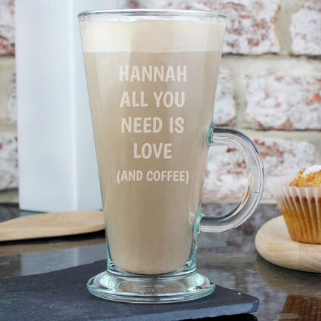 Personalised Love and Coffee Latte Glass: 1 - Latte Mugs By Gift Moments