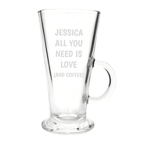 Personalised Love and Coffee Latte Glass: 3 - Latte Mugs By Gift Moments