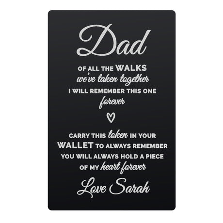 Personalised Of All The Walks Black Wallet Card: 5 - Wallet Cards By Gift Moments