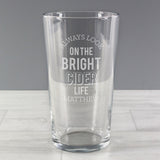 Personalised Bright Cider Life Pint Glass: 3 - Beer Glasses By Gift Moments