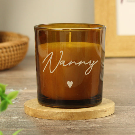 Personalised Vanilla Scented Amber Glass Candle: 2 - Candles By Gift Moments