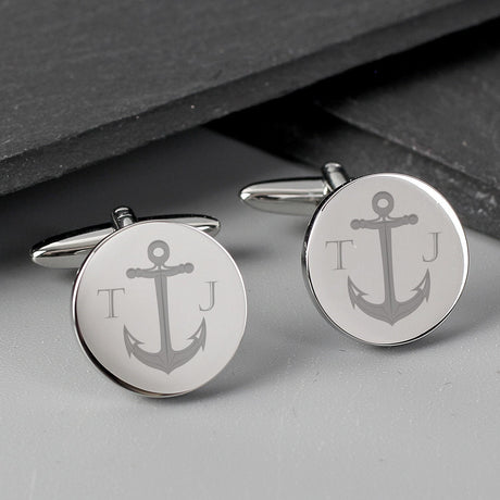 Personalised Anchor Round Cufflinks: 2 - Cufflinks & Tie Slides By Gift Moments