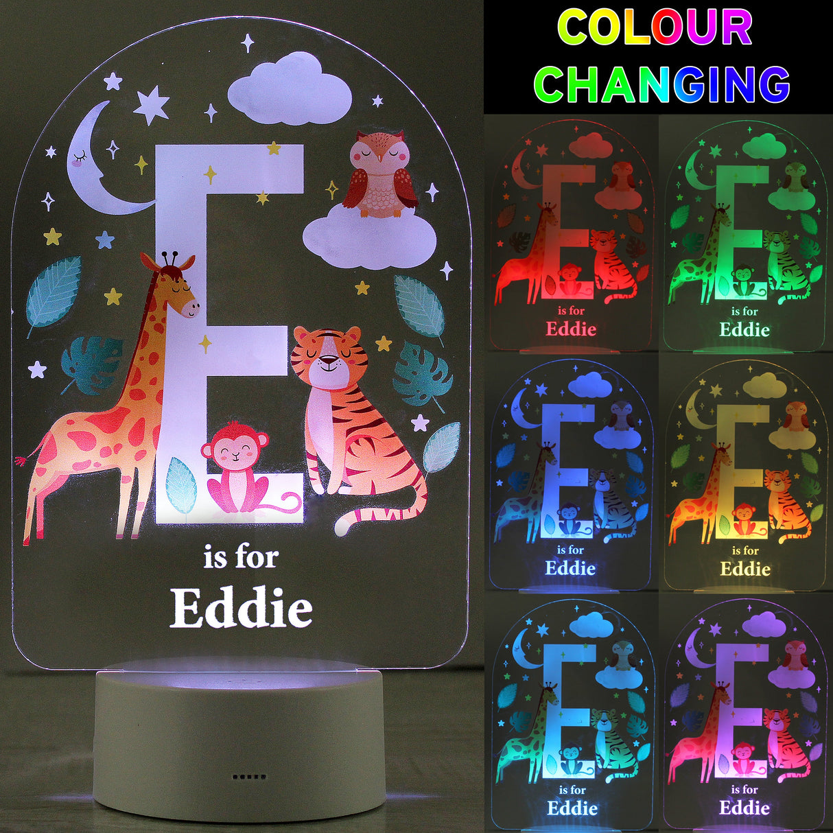 Personalised Animal Alphabet LED Night Light: 3 - LED Lighting By Gift Moments