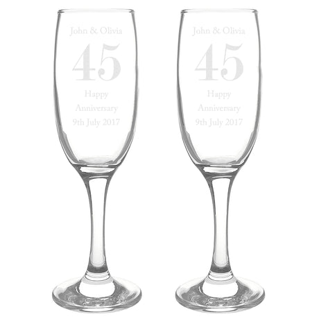 Personalised Anniversary Flute Glasses Pair: 4 - Champagne Flutes By Gift Moments