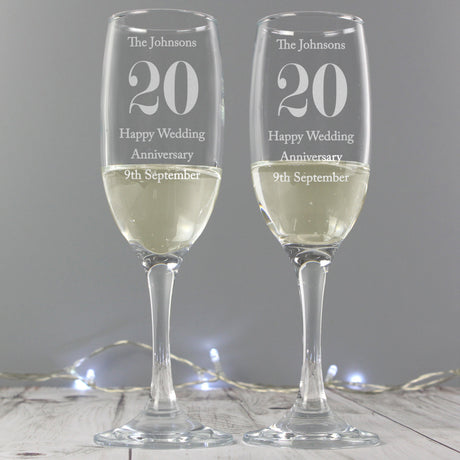 Personalised Anniversary Flute Glasses Pair: 1 - Champagne Flutes By Gift Moments