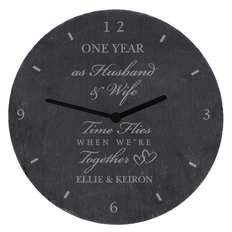 Personalised Slate Anniversary Clock: 7 - Clocks By Gift Moments