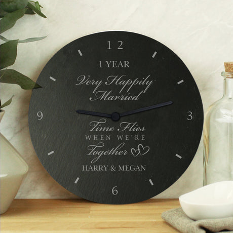 Personalised Slate Anniversary Clock: 3 - Clocks By Gift Moments