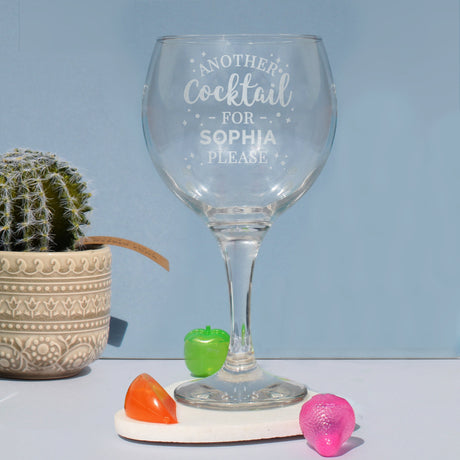 Personalised Another Cocktail Balloon Glass: 4 - Cocktail Glasses By Gift Moments