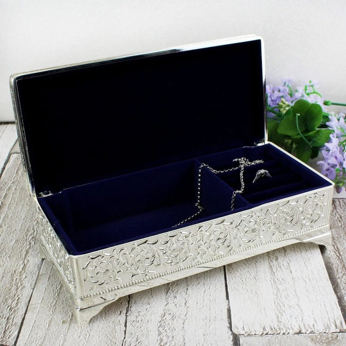 Personalised Antique Silver-Plated Jewellery Box: 4 - Jewellery Boxes By Gift Moments