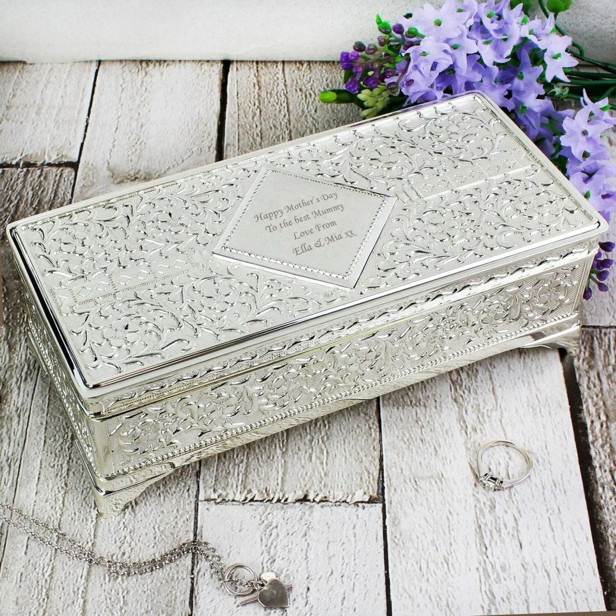 Personalised Antique Silver-Plated Jewellery Box: 1 - Jewellery Boxes By Gift Moments