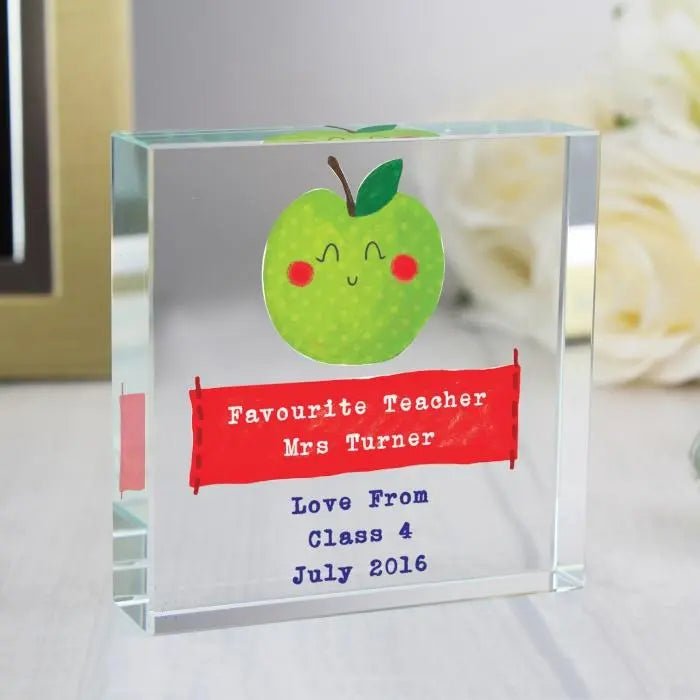 Personalised Apple Crystal Token for Teachers: 4 - Crystal Tokens By Gift Moments