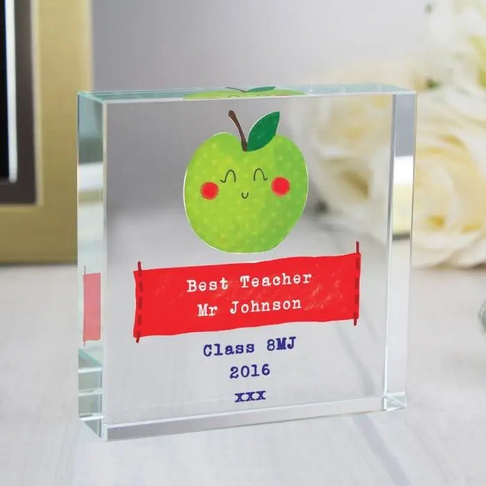 Personalised Apple Crystal Token for Teachers: 1 - Crystal Tokens By Gift Moments