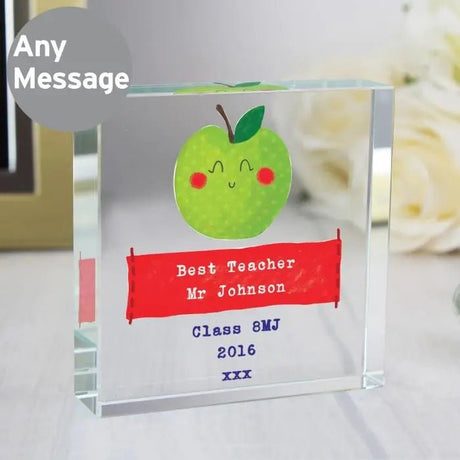 Personalised Apple Crystal Token for Teachers: 2 - Crystal Tokens By Gift Moments