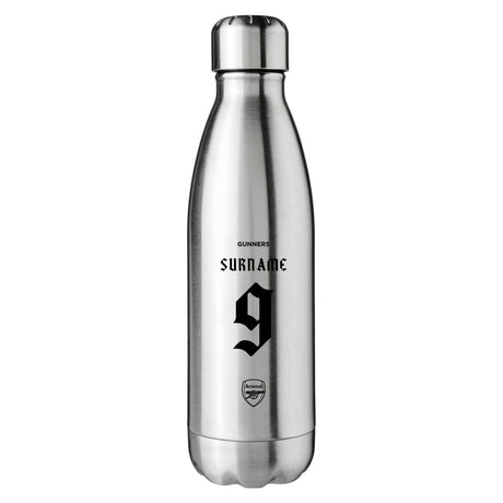 Personalised Arsenal FC Silver Water Bottle: 1 - Water Bottles By Arsenal