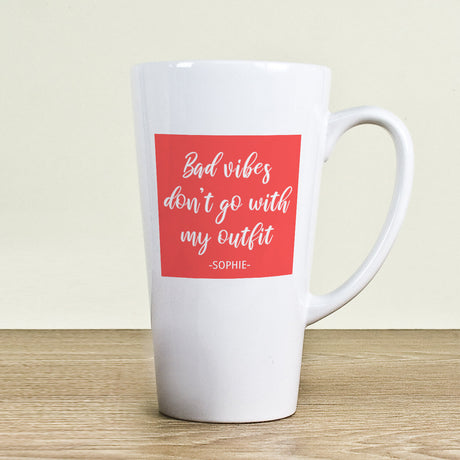 Personalised No Bad Vibes Latte Mug: 1 - Latte Mugs By Gift Moments