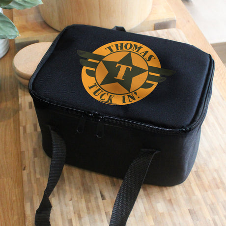 Personalised Black Lunch Bag with Initial: 2 - Lunch Boxes & Bags By Gift Moments