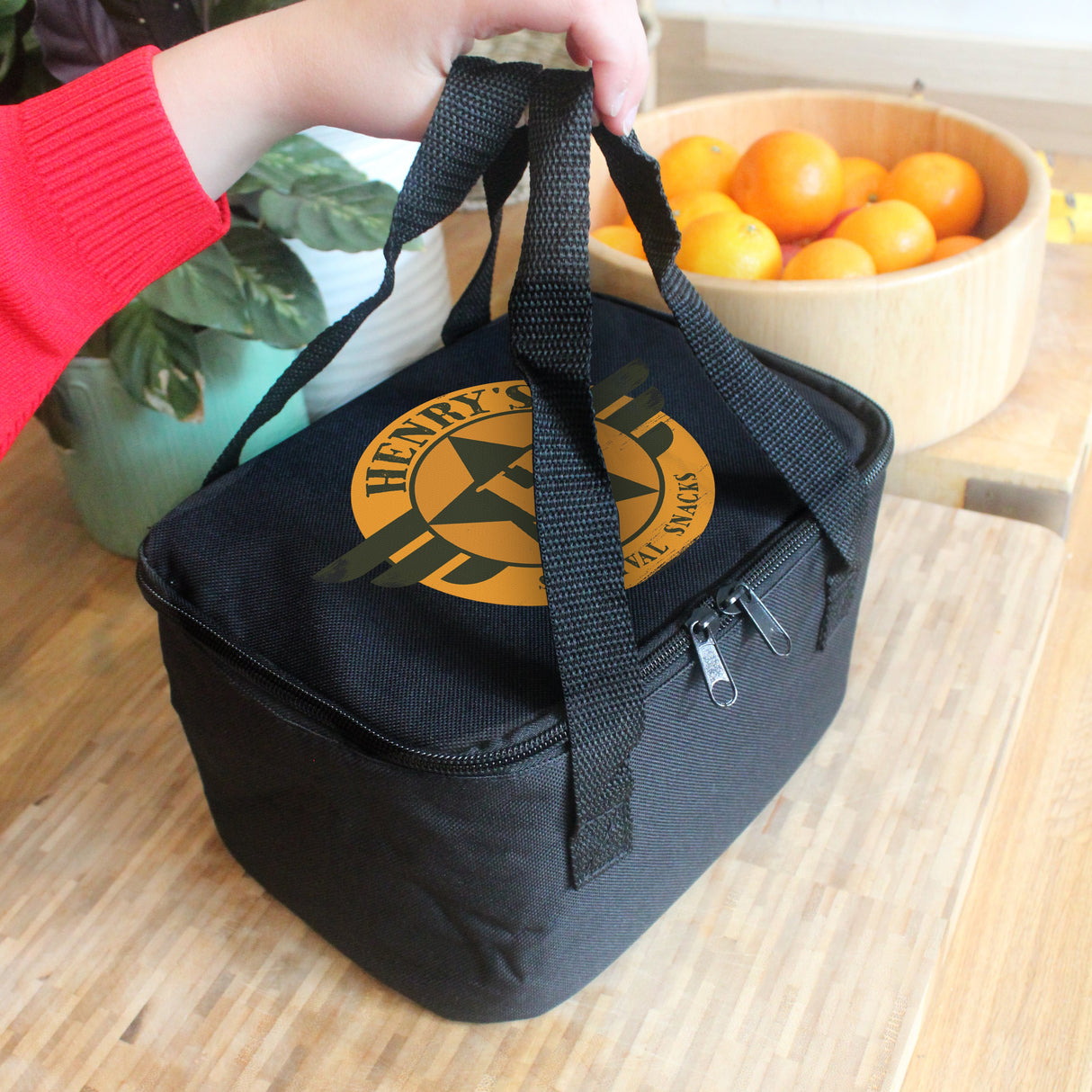 Personalised Black Lunch Bag with Initial: 3 - Lunch Boxes & Bags By Gift Moments