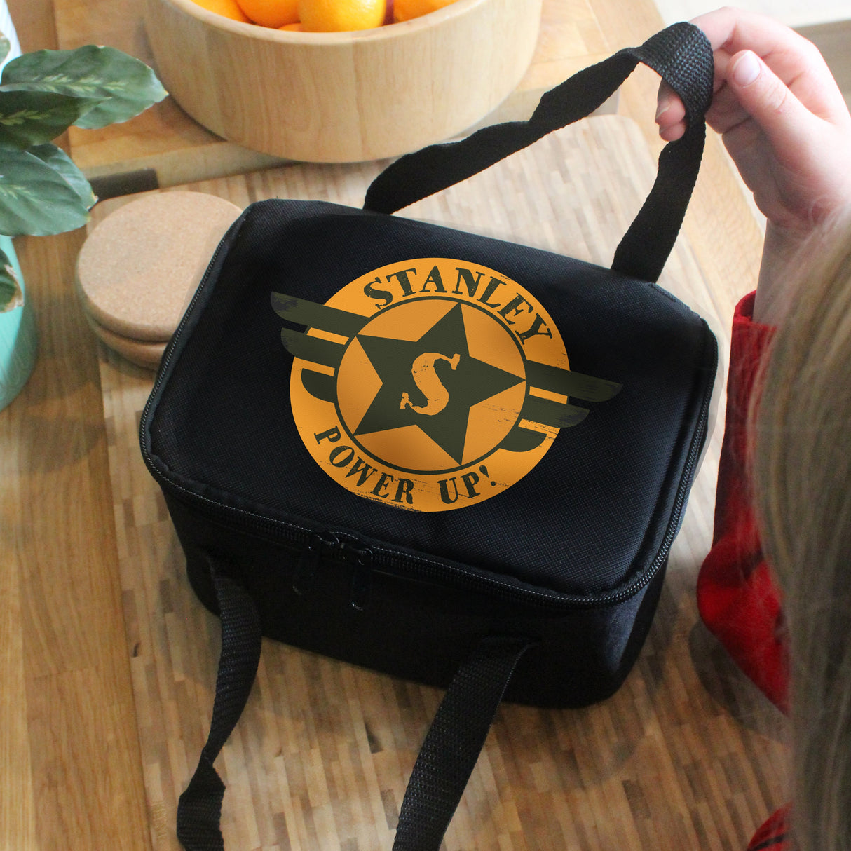 Personalised Black Lunch Bag with Initial: 1 - Lunch Boxes & Bags By Gift Moments