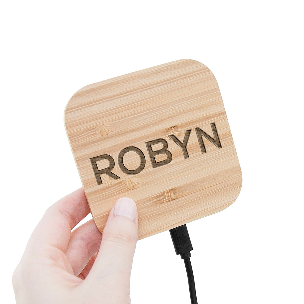 Personalised Eco-Friendly Bamboo Wireless Charger: 4 - Tech Accessories By Gift Moments