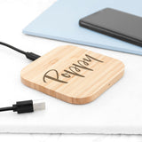 Personalised Eco-Friendly Bamboo Wireless Charger: 2 - Script - Tech Accessories By Gift Moments