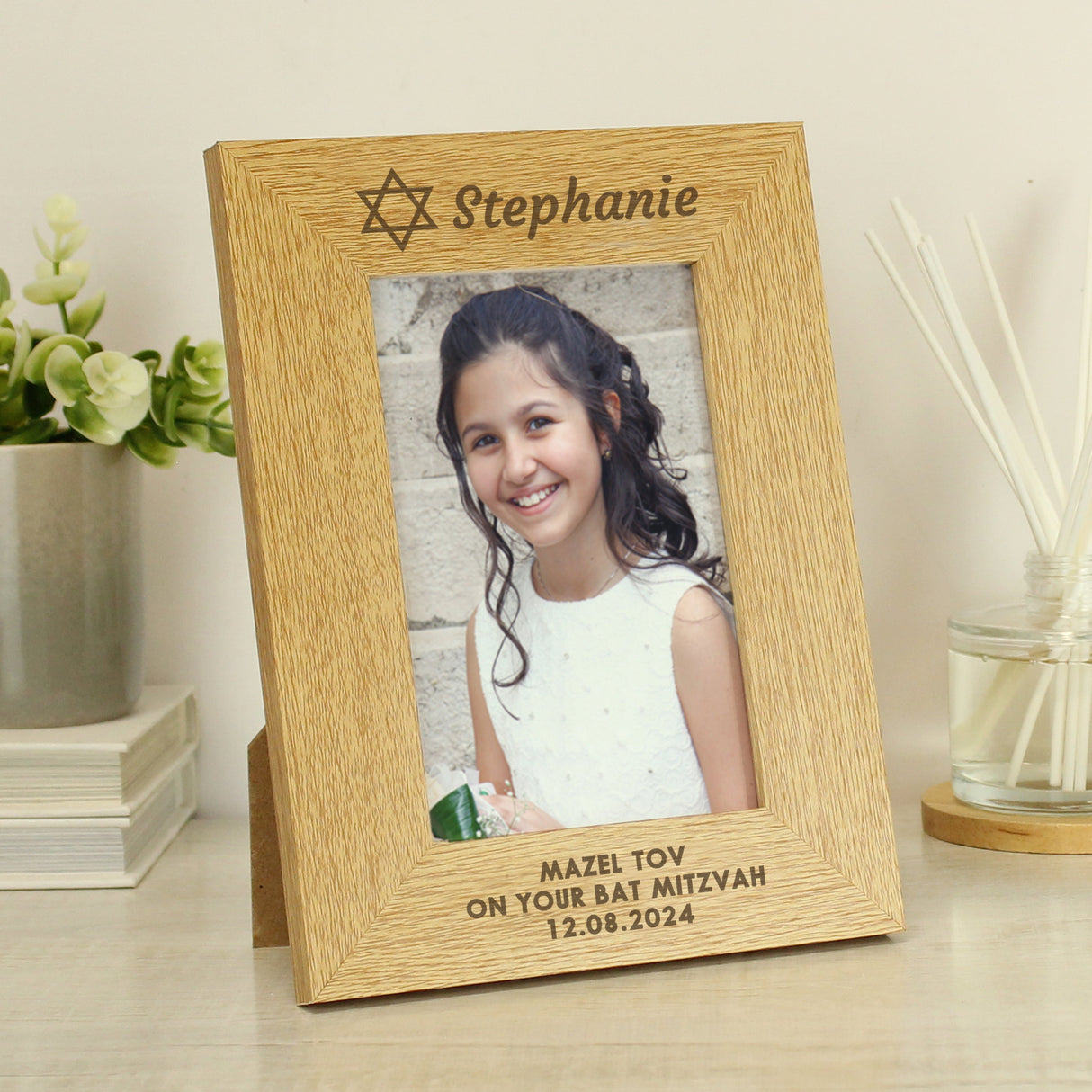 Personalised Oak Finish Mitzvah Portrait Frame: 1 - Photo Frames By Gift Moments