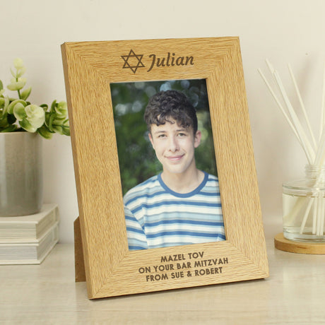 Personalised Oak Finish Mitzvah Portrait Frame: 4 - Photo Frames By Gift Moments