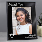 Personalised Black Glass Photo Frame for Mitzvah: 4 - Photo Frames By Gift Moments