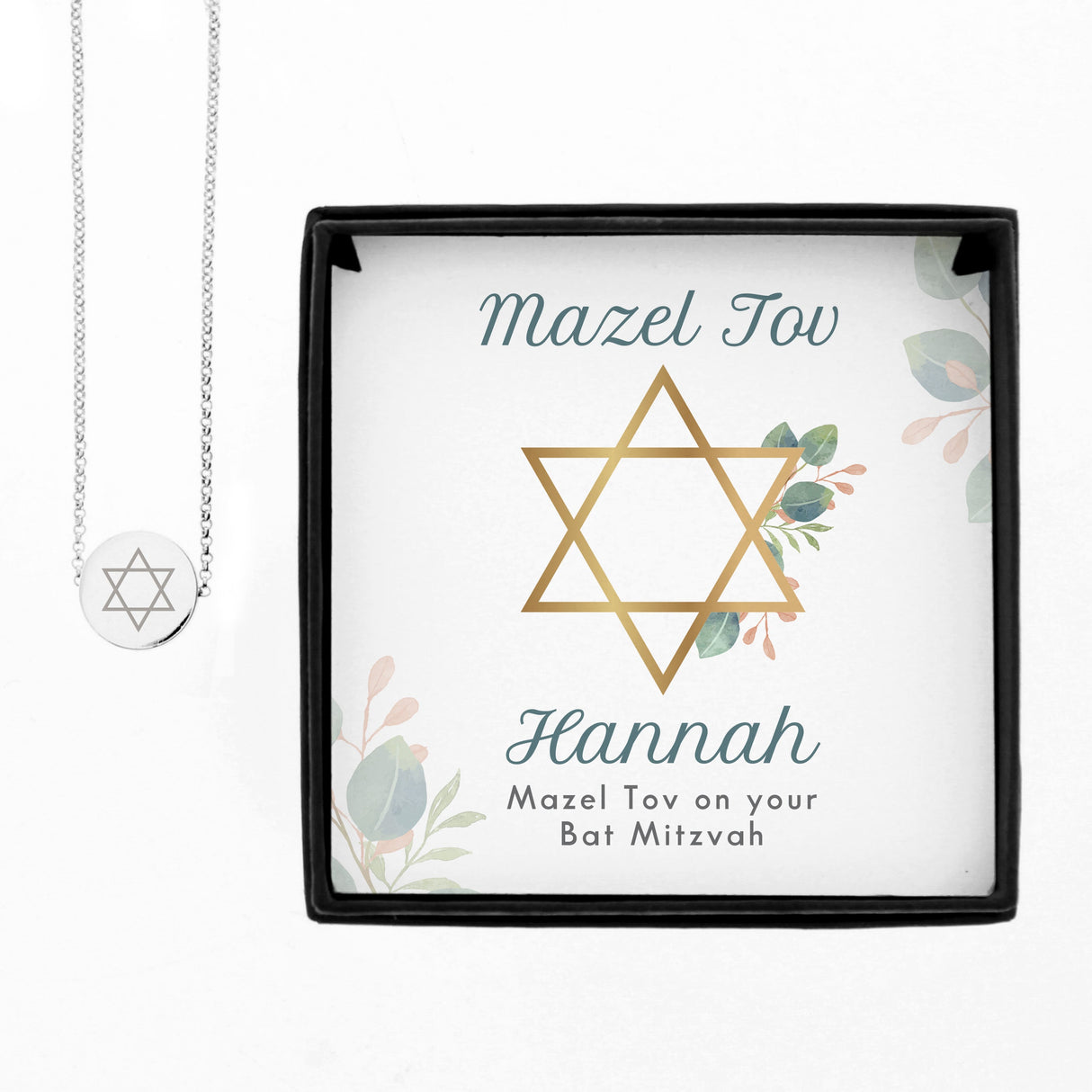 Personalised Bat Mitzvah Silver Tone Necklace: 5 - Necklaces By Gift Moments