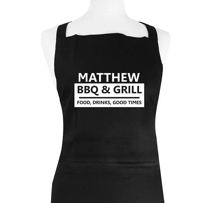 Personalised Black BBQ & Grill Apron: 2 - Aprons By Gift Moments