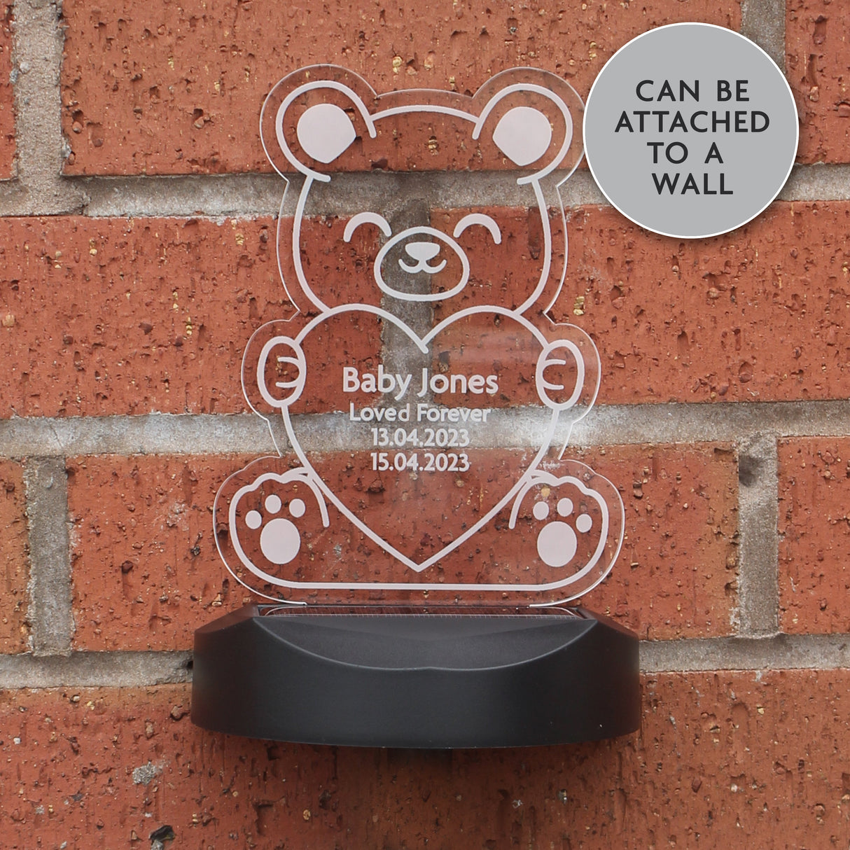 Personalised Bear Memorial Solar LED Light: 6 - Solar Lights By Gift Moments