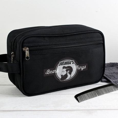 Personalised Black Beard Toiletry Bag: 3 - Toiletry & Makeup Bags By Gift Moments