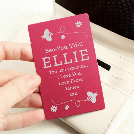 Personalised Bee Cerise Wallet Card: 2 - Wallet Cards By Gift Moments