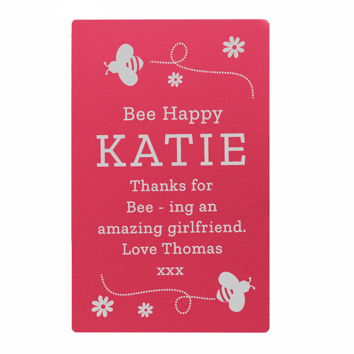 Personalised Bee Cerise Wallet Card: 5 - Wallet Cards By Gift Moments