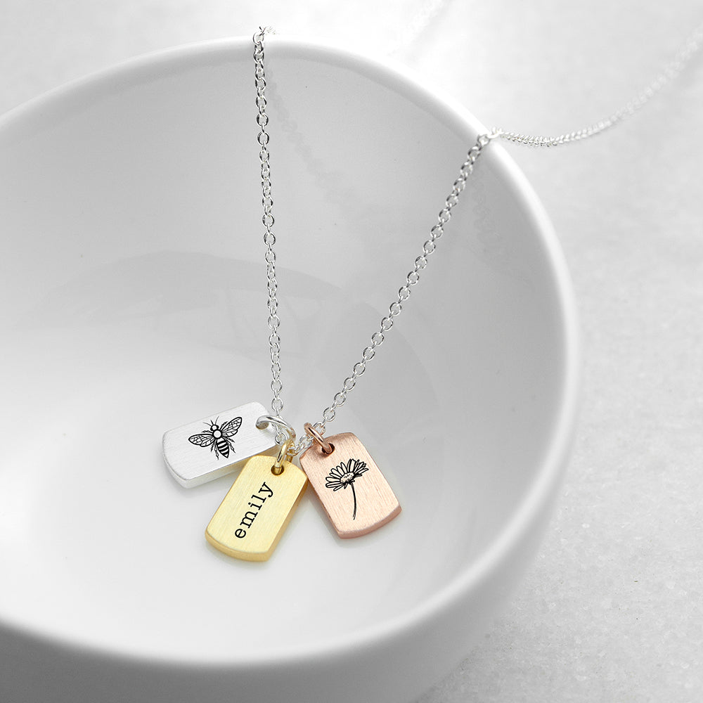 Personalised Bee and Flower Necklace: 1 - Necklaces By Gift Moments