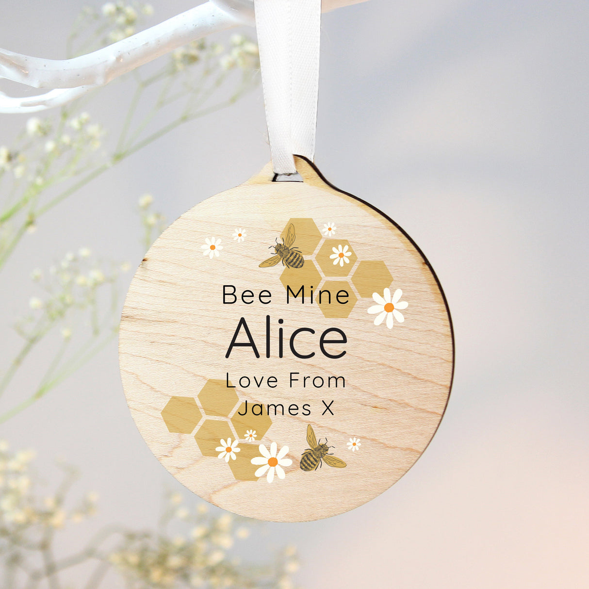 Personalised Bee Wooden Decoration: 2 - Decorations By Gift Moments