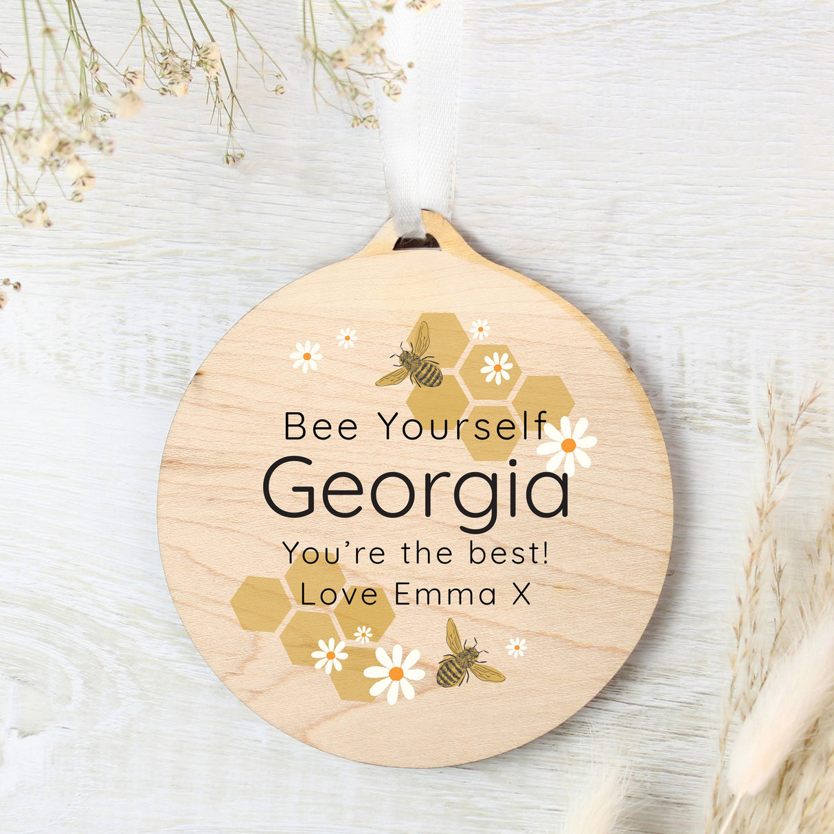 Personalised Bee Wooden Decoration: 3 - Decorations By Gift Moments