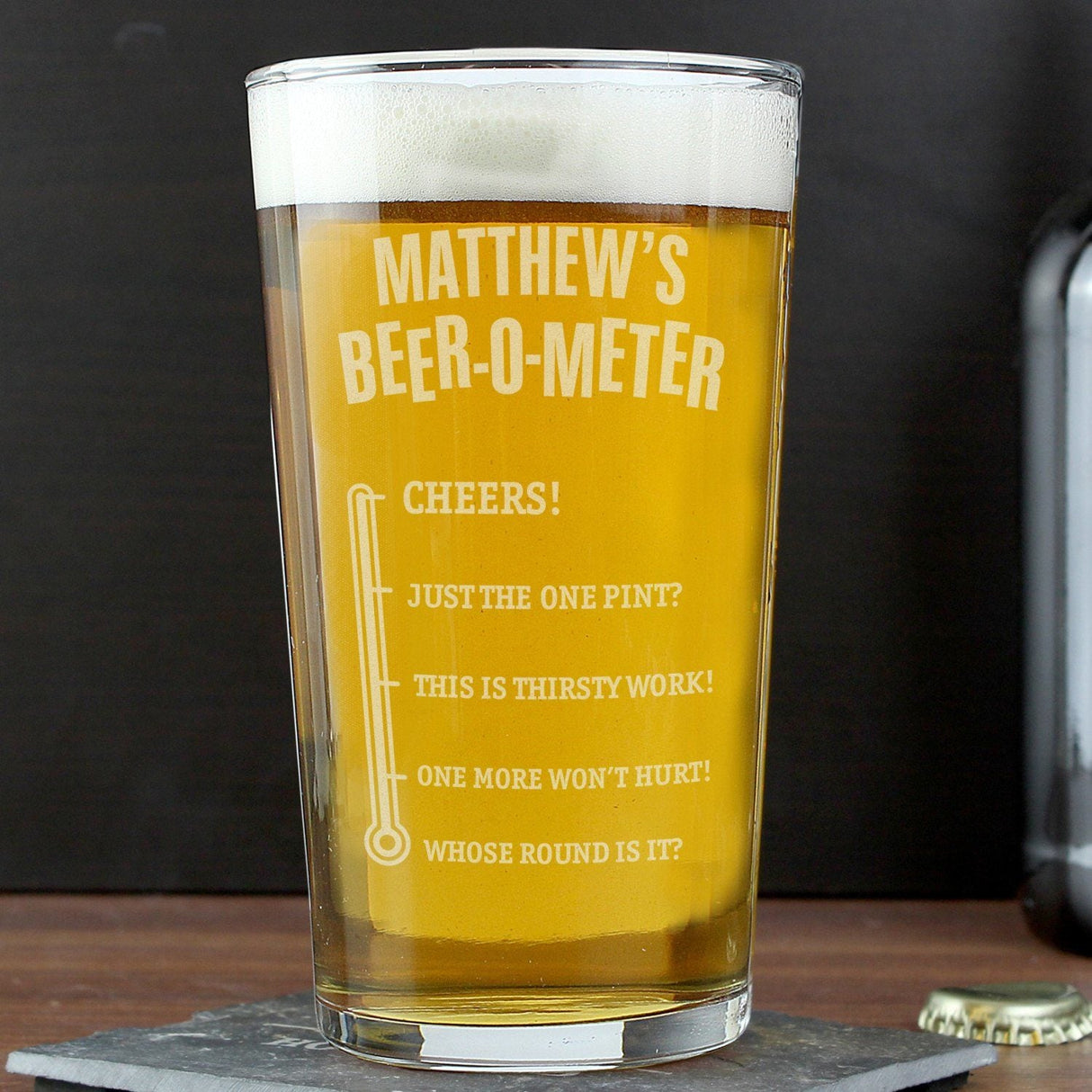 Personalised Beer-o-Meter Pint Glass: 2 - Beer Glasses By Gift Moments