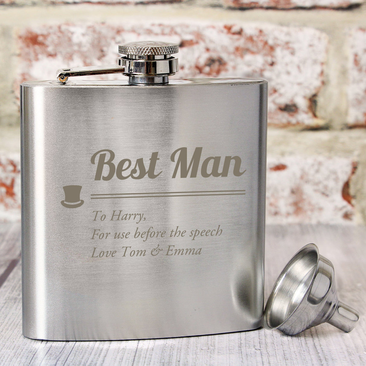 Personalised Best Man Stainless Steel Hip Flask: 3 - Hip Flasks By Gift Moments