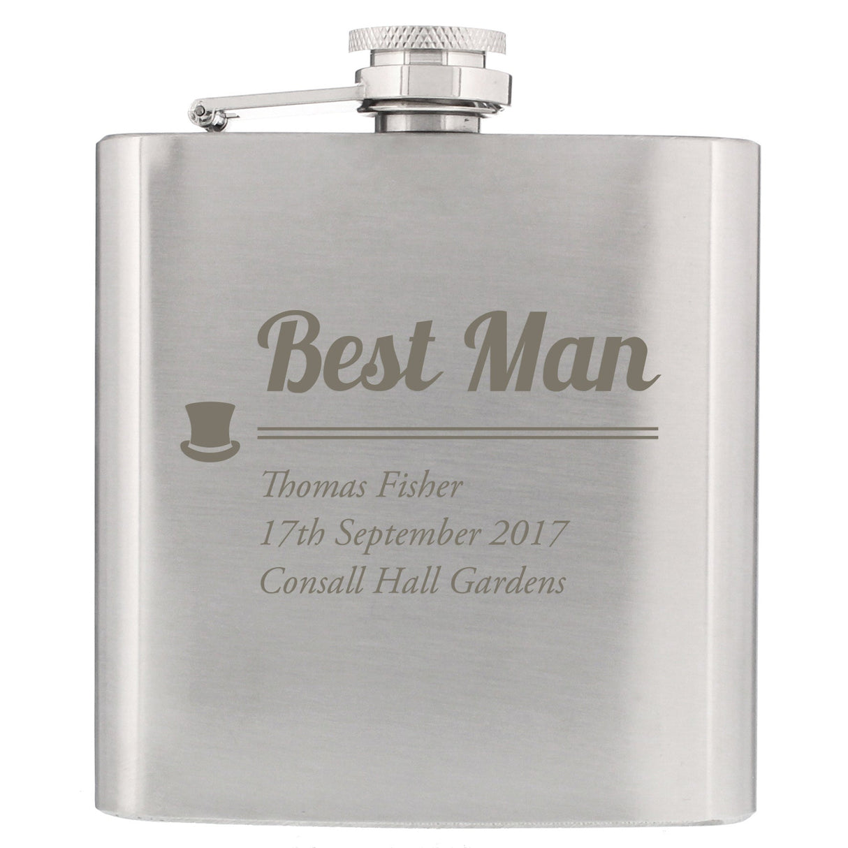 Personalised Best Man Stainless Steel Hip Flask: 2 - Hip Flasks By Gift Moments